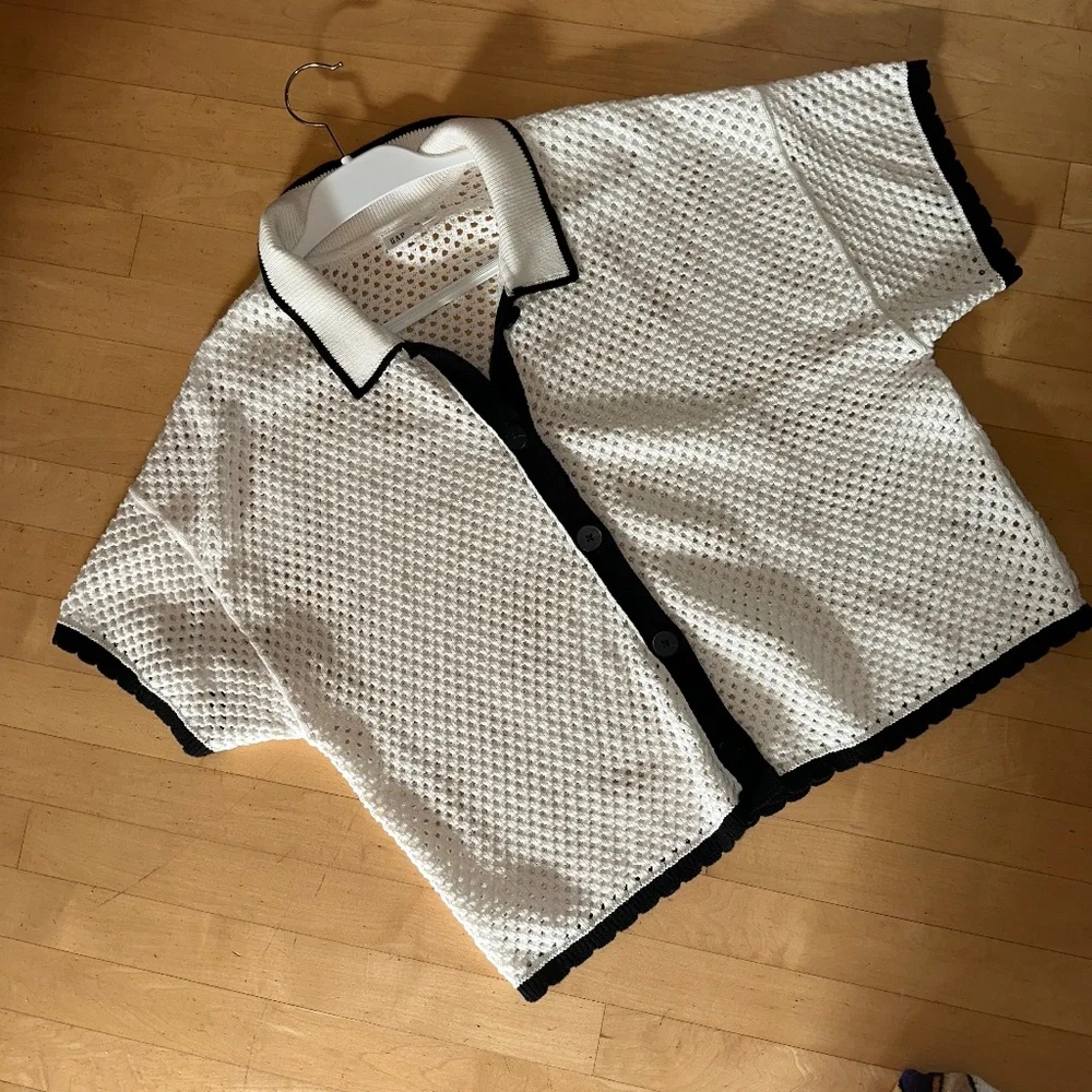 GAP off white /Milk open crochet cardigan, XL, PG1480 - Picture 3 of 7